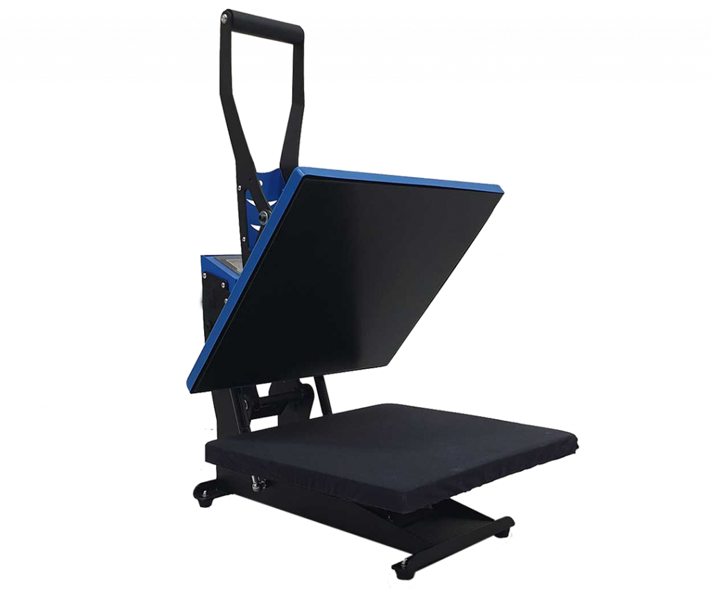 Manuell värmepress med clam-öppning.