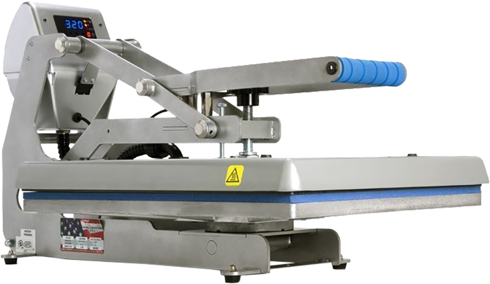 En Stahls' värmepress med clam-öppning